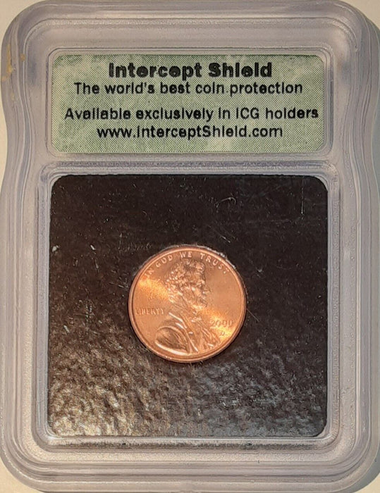 2000-D Lincoln Cent in ICG Sample Holder w/"Intercept Shield" Insert
