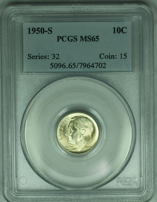 1950-S Roosevelt Silver Dime PCGS MS 65 (18)