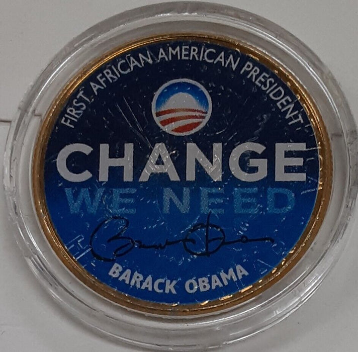Barack Obama Colorized Kennedy Half Dollar Coin in Capsule & Case