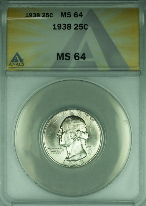 1938 Washington Silver Quarter 25c Coin ANACS MS-64  (44)