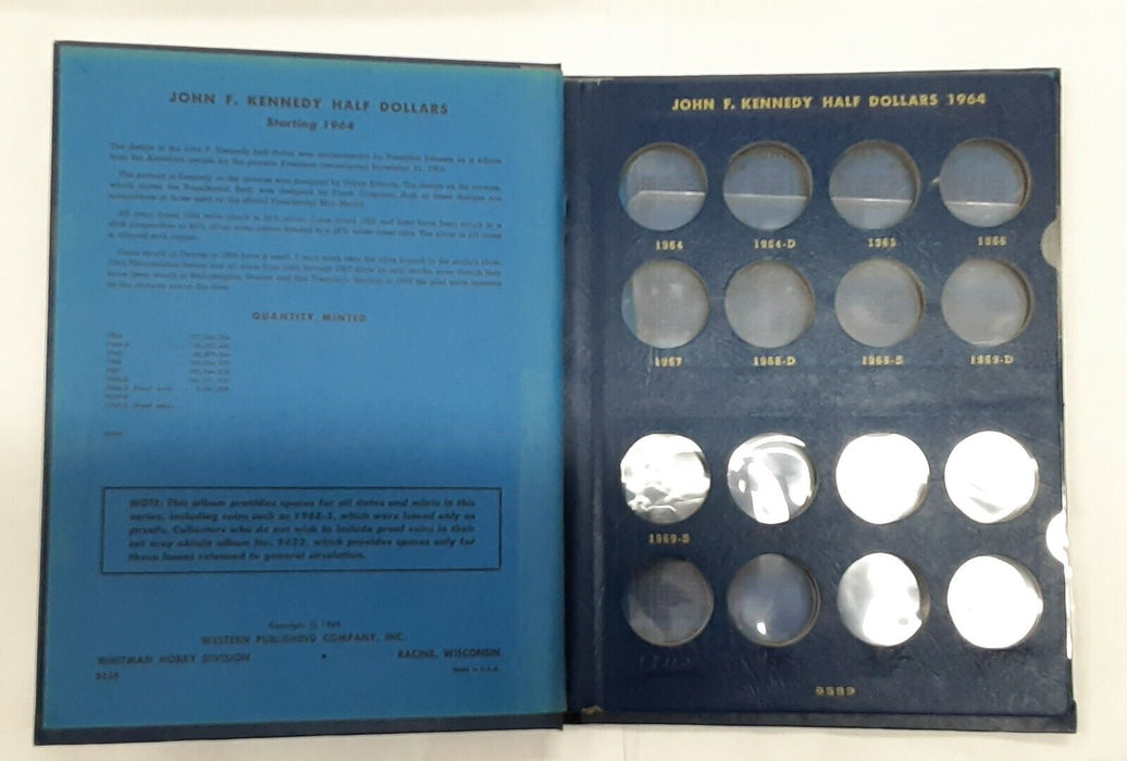 Whitman Used Empty Coin Album-JFK Halves 1964- w/Proofs-#9589 ONE ONLY