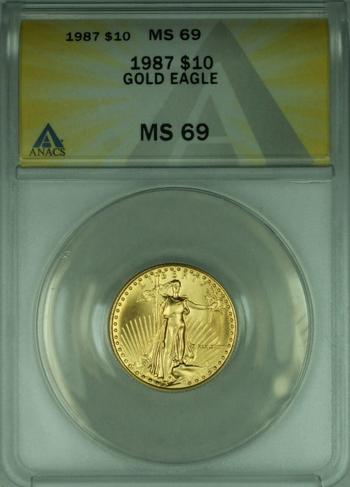 1987 Gold American Eagle 1/4 Ounce $10 AGE Coin ANACS MS-69