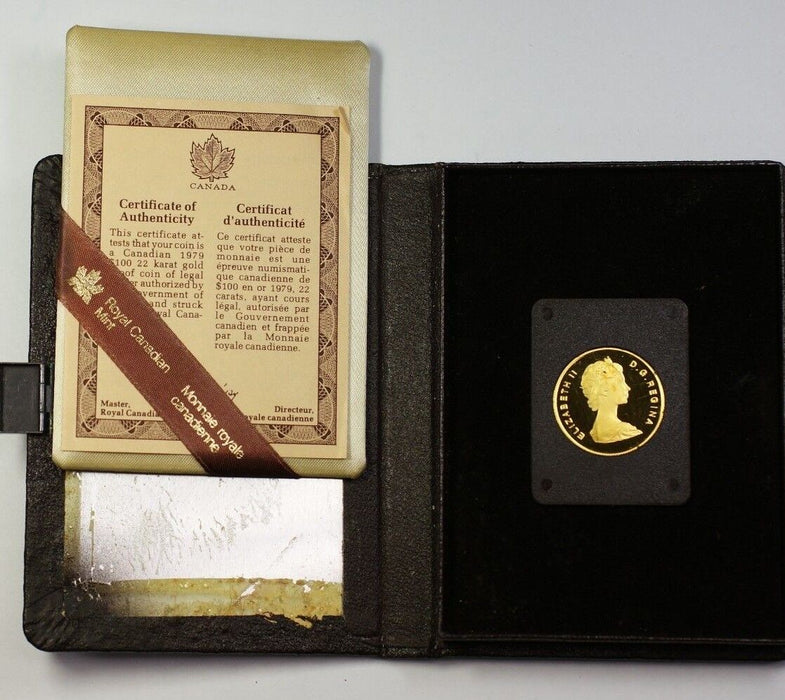 1979 Canada $100 1/2 Oz Gold Proof Coin with Damaged Case & COA NO BOX