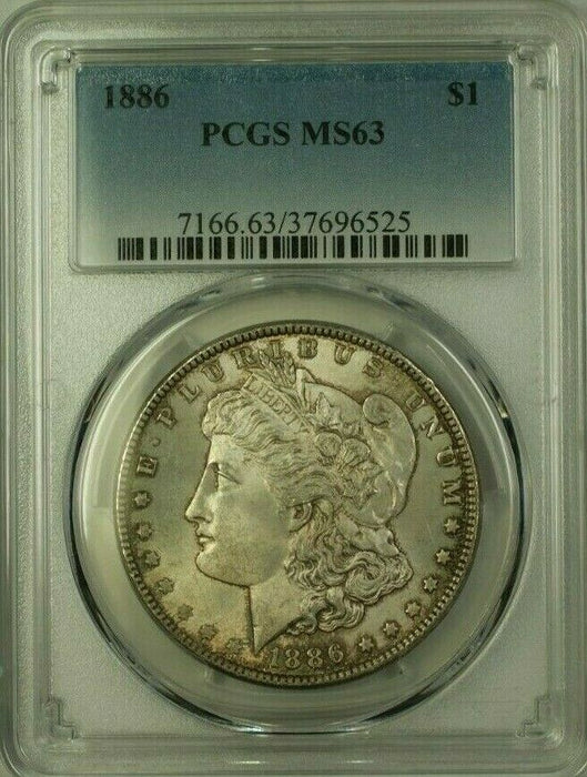 1886 Morgan Silver Dollar $1 Coin PCGS MS-63 Toning (Better Coin) (21)