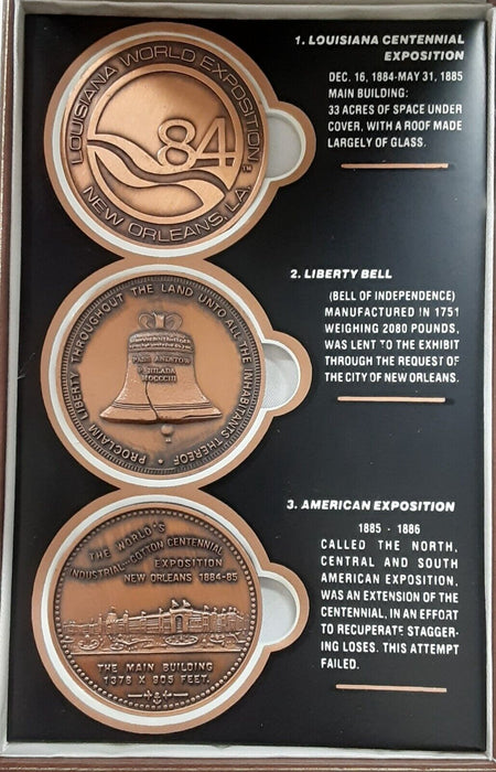 1884-1984 Louisiana World Expo Commemorative Medal Set In Original Case