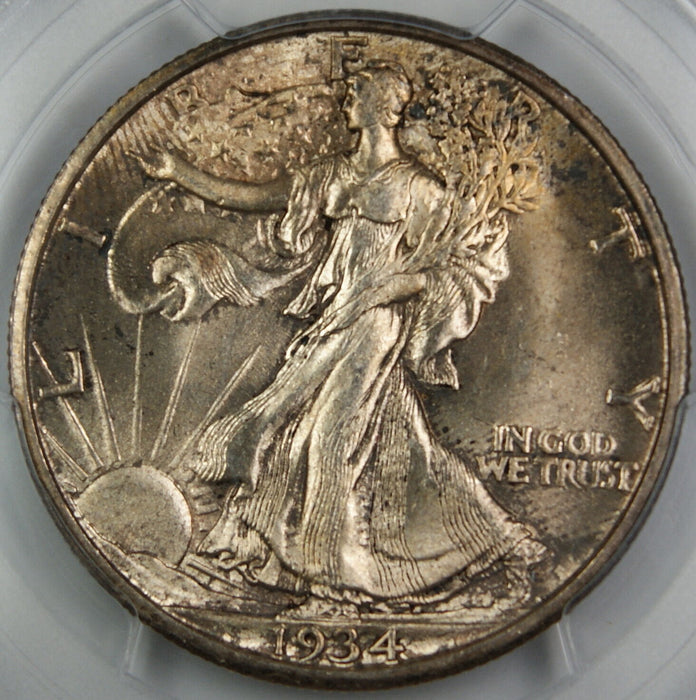 1934-S Walking Liberty Silver Half Dollar, PCGS MS-64 *Gem BU* Toned Coin