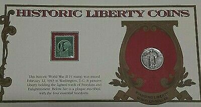 Historic Liberty Coins 1927 Standing Liberty Quarter W/Stamp in Info Card