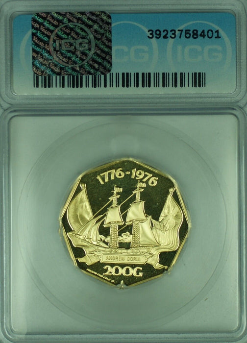 1976-FM (P) Netherlands 200 Gulden Proof Gold Coin ICG PR 69 Deep Cameo