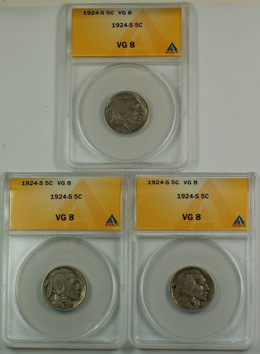 1924-S Buffalo Nickel ANACS VG-8 (Better Coin)