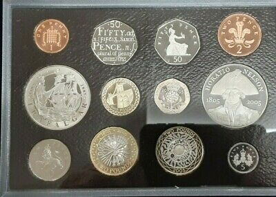 2005 UK Commem Proof Set, 12 GEM Proof Coins, Trafalgar et al W/Case and COA