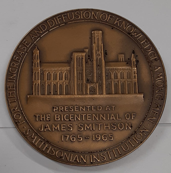 James Smithson Bronze 2.5 Inch Medal, Bicentennial- P. Vincze- Smithsonian