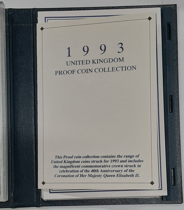 1993 United Kingdom DELUXE Proof Set, 8 GEM UK Coins, W/Case & COA