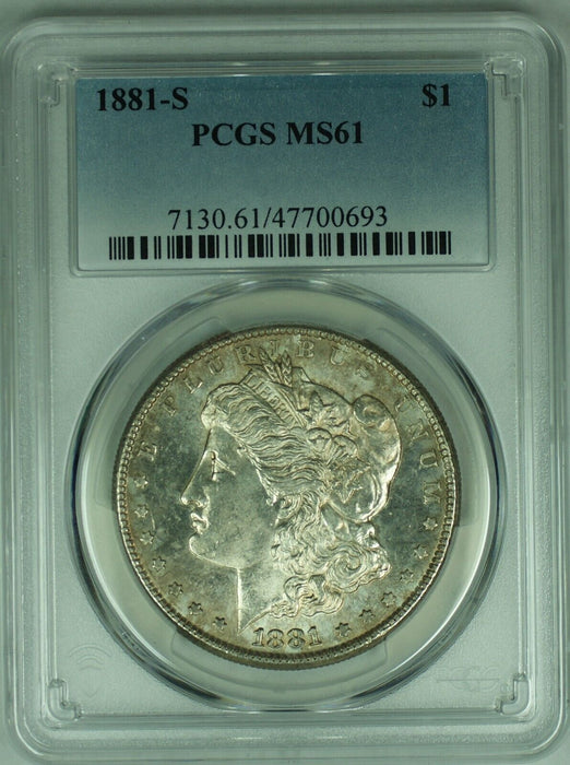 1881-S Morgan Silver $1 Dollar Toned Coin PCGS MS 61+ (8) B