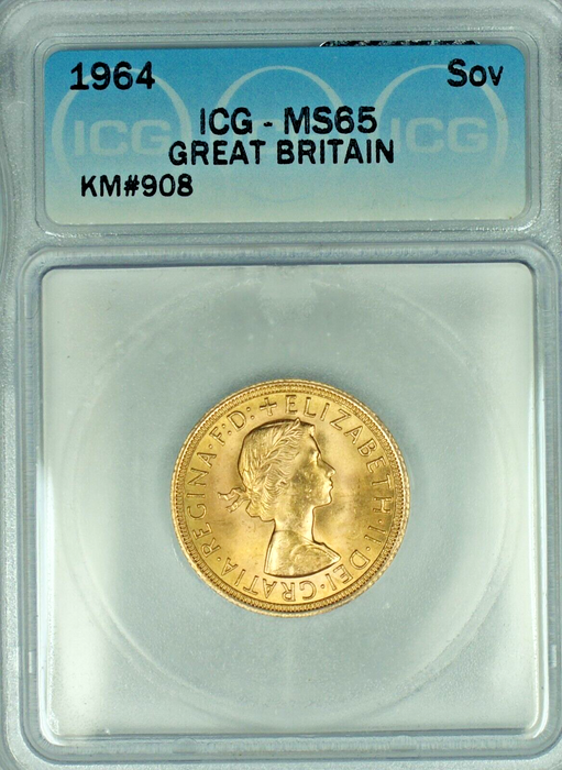 1964 Great Britain Sovereign Gold Coin ICG MS 65