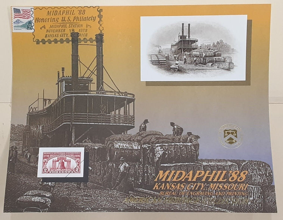 BEP Souvenir Card Midaphil 1988 1926 2¢ Sesquicentennial Stamp Cancelled (B120)