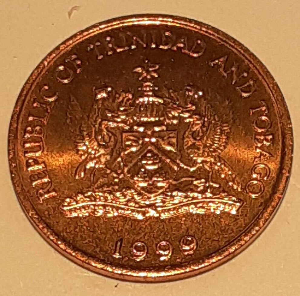 1999 Trinidad & Tobago 1 Cent Coin - Hummingbird BU Roll of 30 Coins ...