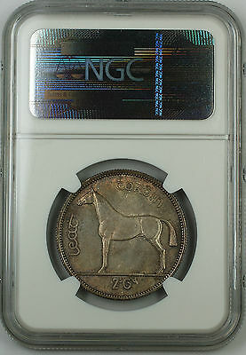 1942 Ireland 1/2C Half Crown Silver Coin, NGC MS-64, Toned