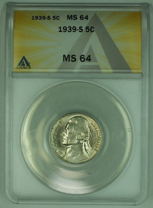 1939-S Jefferson Nickel 5C ANACS MS 64 (51)