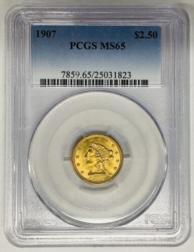 1907 $2.50 Liberty Head Quarter Eagle Gold Coin PCGS MS 65 (A)