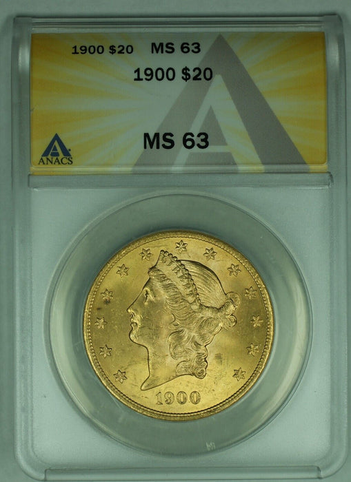 1900 Liberty Head $20 Dollar Gold Double Eagle Coin ANACS MS 63