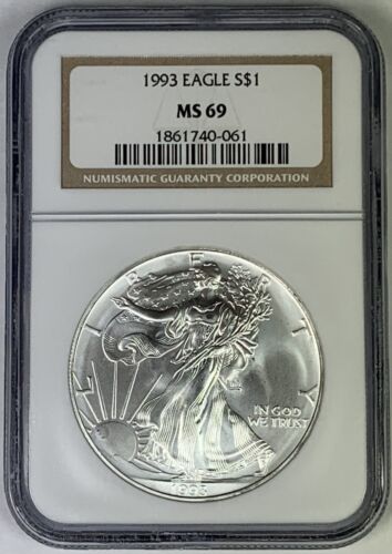 1993 ASE American Silver Eagle NGC MS 69 (Z)