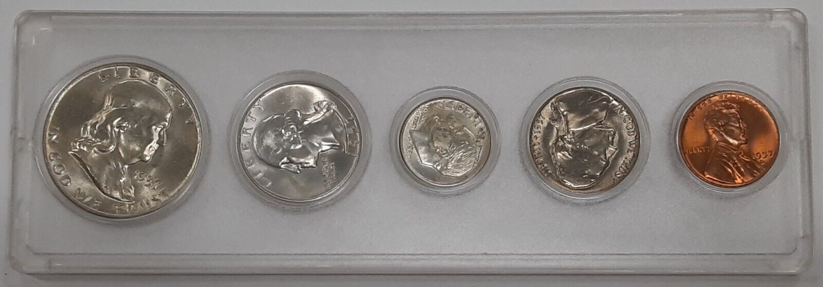 1957-D U.S. 5 Coin Uncirculated Set in Whitman Plastic Holder