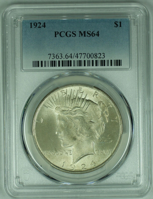 1924 Peace Silver $1 Dollar Coin PCGS MS 64 (17) A