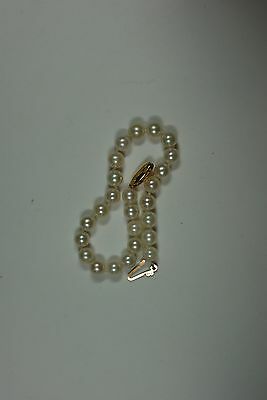 Ladies Cultured 5.5mm Pearl Bracelet 6.5 w/ 14K Gold Fish Hook Clasp