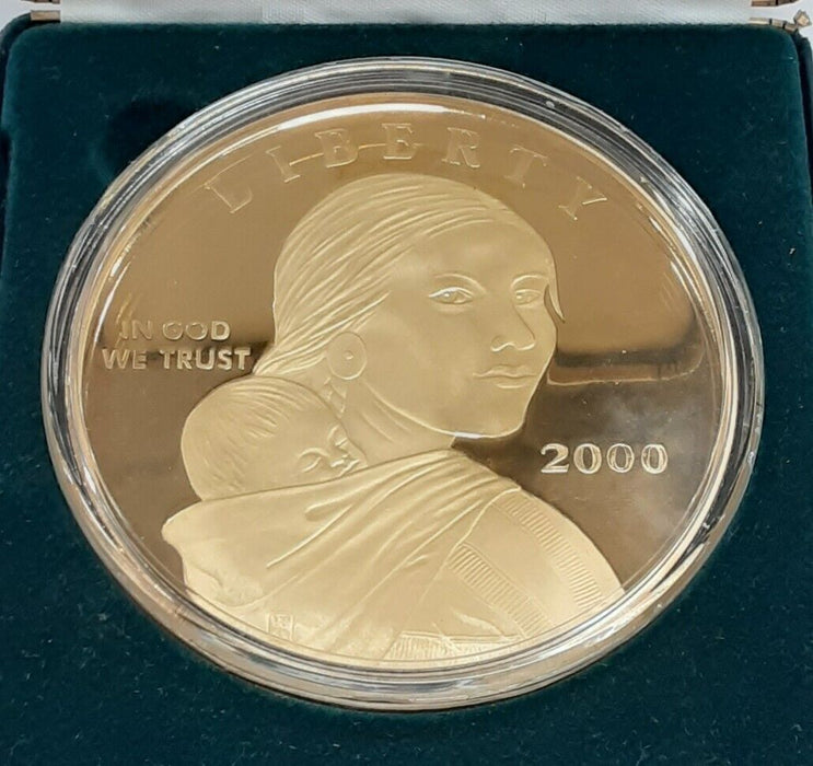 Washington Mint 2000 4 Troy OZ Silver Gold Plated Sacagawea Rd W/Box & Capsule