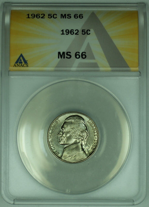 1962 Jefferson Nickel 5C ANACS MS 66 (52) A