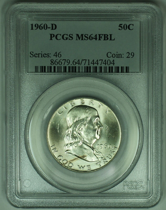 1960-D Franklin Half Dollar .50C PCGS MS 64 FBL (18)