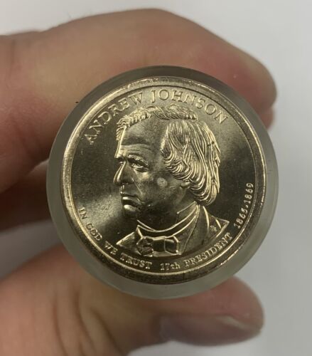 2011-P Andrew Johnson Presidential Dollar Roll 50 BU Coins-In Gold Bar Box