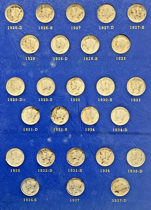 1916-1945 Mercury Silver Dime Complete Set-Whitman Deluxe Album (B)