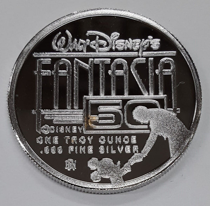 1990 50th Anniversary of Disney's Fantasia 1oz Silver Round/Dancing Ostrich