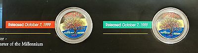 (2) 1999 Connecticut Colorized State Quarter P&D-BU Coin-w/Colorful Display Card