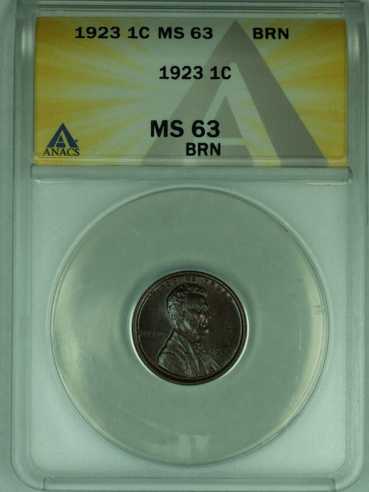 1923 Lincoln Wheat Cent 1C Coin ANACS MS 63 (15)