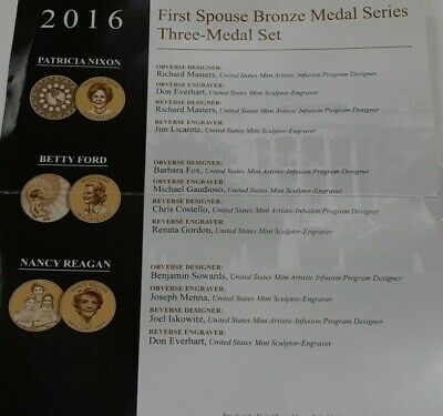 2016 First Spouse US Mint Bronze Medals 3 Piece Set in OGP W/COA