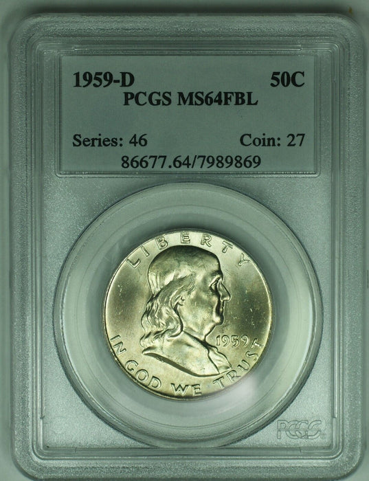 1959-D Franklin Half Dollar .50C PCGS MS 64 FBL (18) A