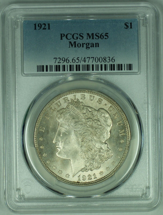 1921 Morgan Silver $1 Dollar Coin PCGS MS 65 (17) A