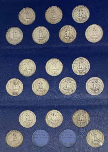 1932-1964 Washington Silver Quarter Collection Lot of 81 Coins-In Whitman Album