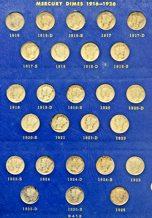 1916-1945 Mercury Silver Dime Complete Set-Whitman Deluxe Album (B)