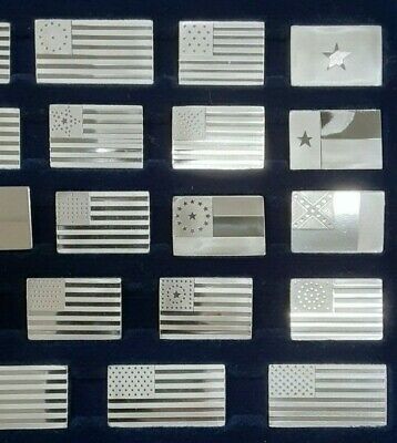 Franklin Mint Great Flags of America Series Sterling Silver Proof 42 pc Set/Case
