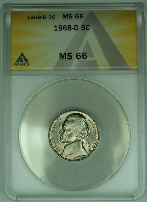 1968-D Jefferson Nickel 5C ANACS MS 66 (52)