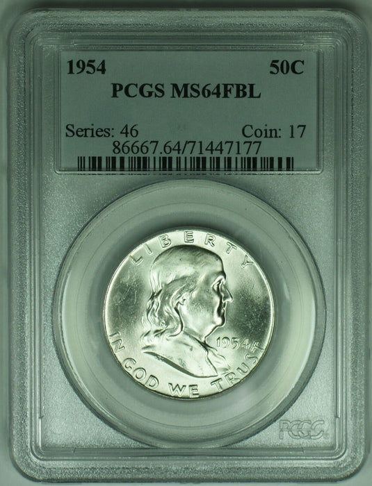 1954 Franklin Half Dollar .50C PCGS MS 64 FBL (18)
