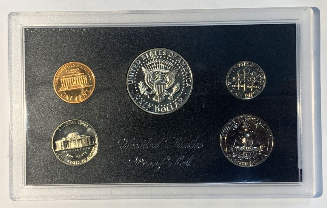 1968-S US MINT 5-COIN PROOF SET + ORIGINAL BOX, INCLUDES 40% SILVER KENNEDY HALF