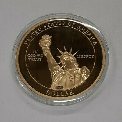 Franklin D. Roosevelt American Mint Gold Plated Trial Dollar Commem in Capsule