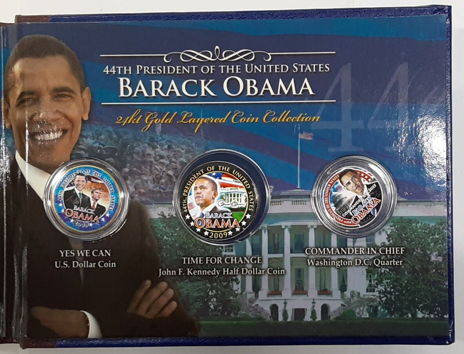 The Obama Collection 9 Colorized Coins Total w/$1, 50C & Quarters