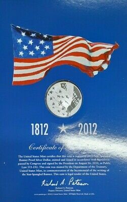 2012 Star Spangled Banner Gem Proof Silver $1 Coin in Original Mint Packaging