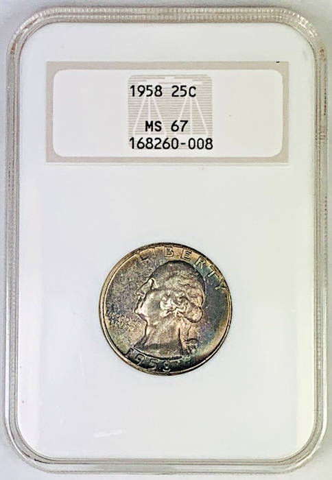 1958 Washington Silver Quarter Toned NGC Fatty MS 67 (48)