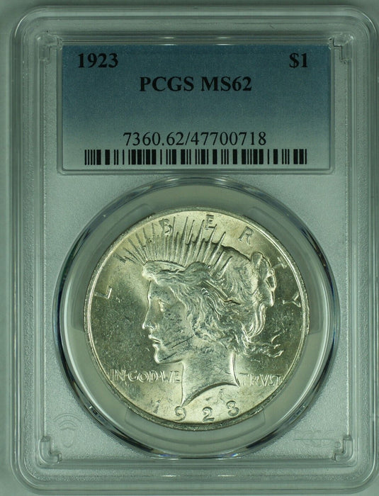 1923 Peace Silver $1 Dollar Coin PCGS MS 62 (17) B
